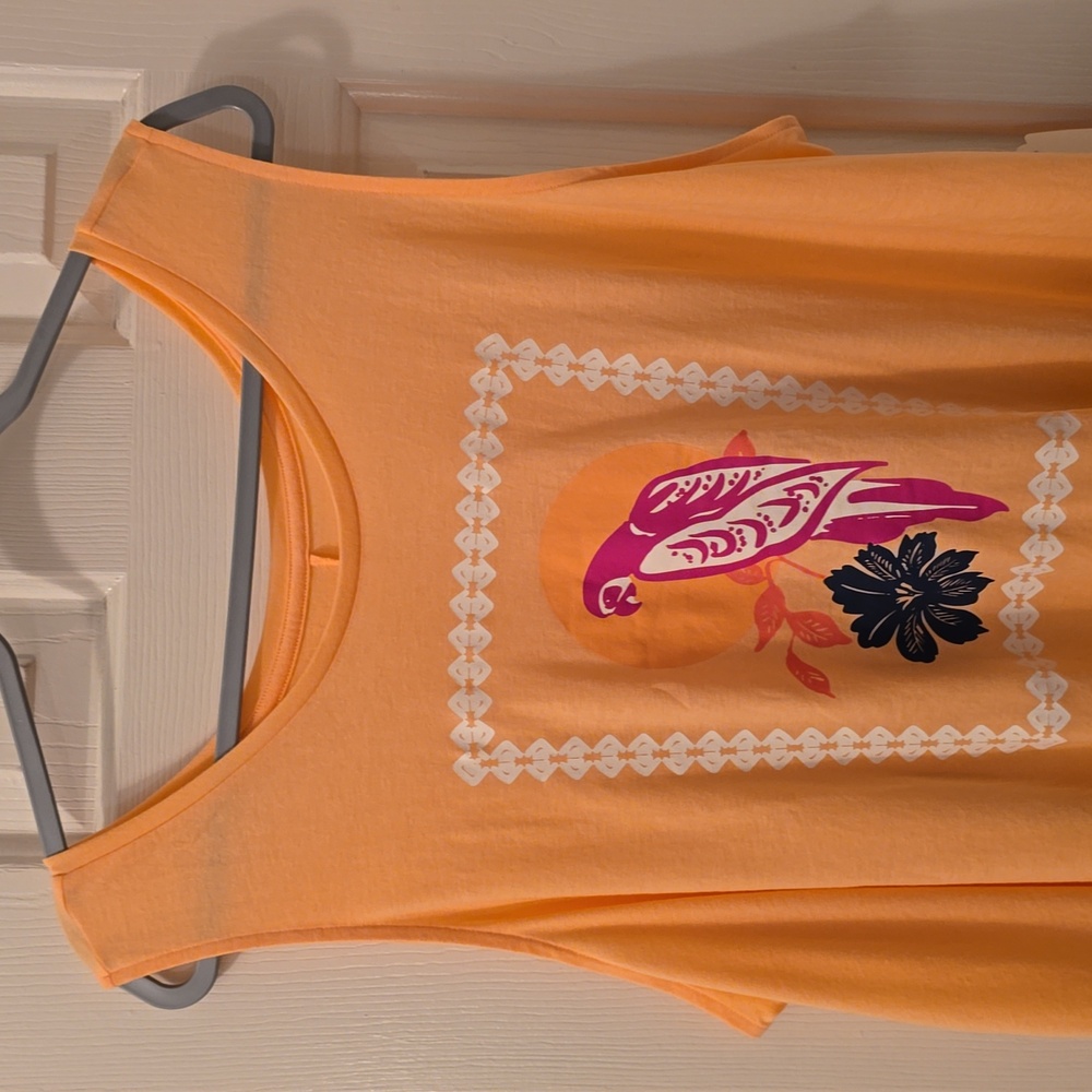 ST. JOHN'S BAY WOMENS PEACH TROPICAL PLUS SIZE TANK TOP SIZE 1X